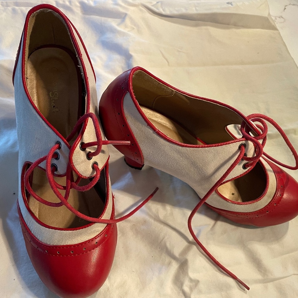 Graham Street Red & White Heels